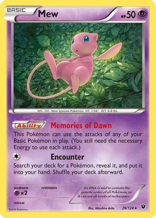 Mew 029  - Reverse Holofoil XY  Fates Collide - Holo Rare
