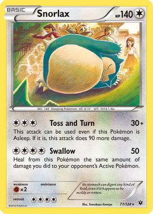 Snorlax 077  - Reverse Holofoil XY  Fates Collide - Rare