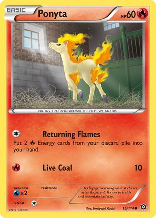 Ponyta 016  - Reverse Holofoil XY  Steam Siege - Common