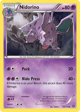 Nidorino 044  - Reverse Holofoil XY  Steam Siege - Uncommon