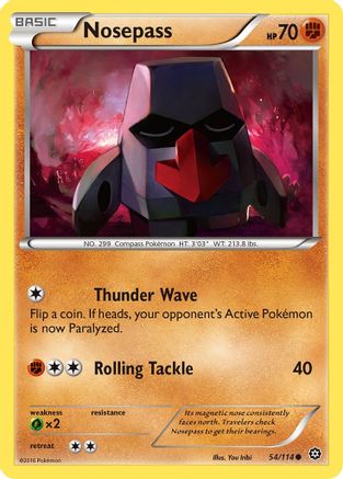 Nosepass 054  - Reverse Holofoil XY  Steam Siege - Common