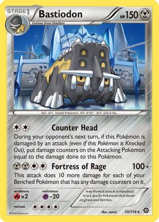 Bastiodon 070  - Reverse Holofoil XY  Steam Siege - Rare