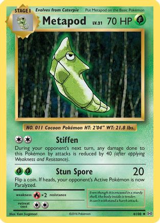 Metapod 004  - Reverse Holofoil XY  Evolutions - Uncommon
