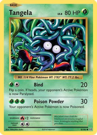 Tangela 008  - Reverse Holofoil XY  Evolutions - Common