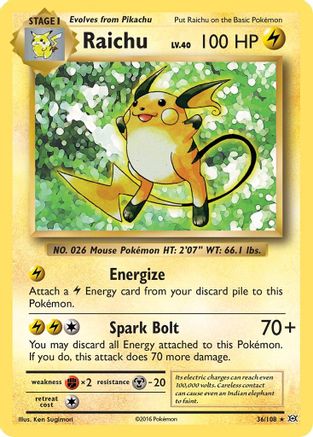 Raichu 036  - Reverse Holofoil XY  Evolutions - Holo Rare