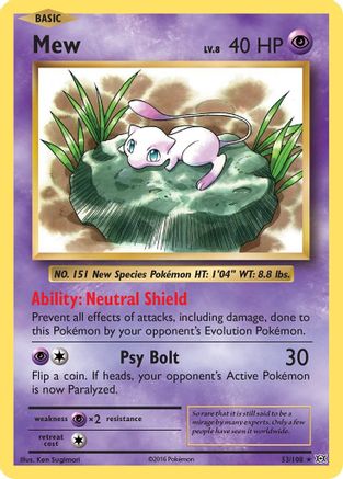 Mew 053  - Reverse Holofoil XY  Evolutions - Holo Rare
