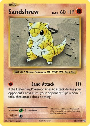Sandshrew 054  - Reverse Holofoil XY  Evolutions - Common