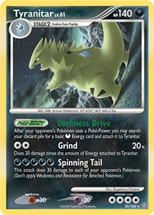 Tyranitar - 30/100 (DP Stormfront)/100  - Holofoil Deck Exclusives - Holo Rare
