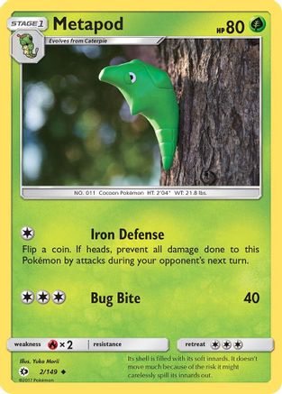 Metapod 002  SM Base Set - Uncommon