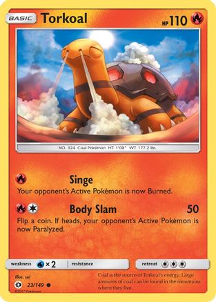 Torkoal 023  - Reverse Holofoil SM Base Set - Common