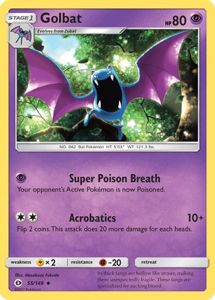 Golbat 055  - Reverse Holofoil SM Base Set - Uncommon