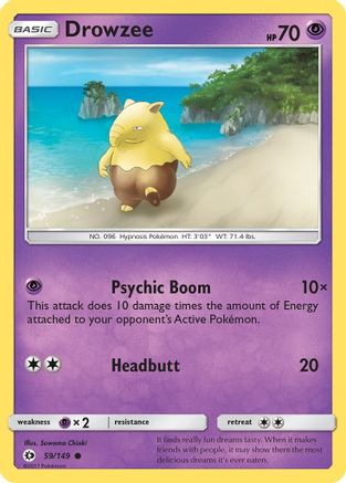 Drowzee 059  - Reverse Holofoil SM Base Set - Common