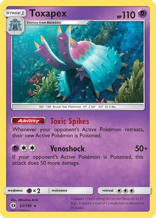 Toxapex 063  - Reverse Holofoil SM Base Set - Holo Rare