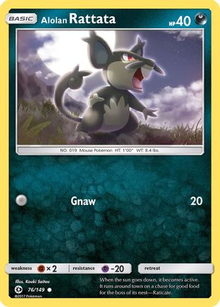 Alolan Rattata 076  - Reverse Holofoil SM Base Set - Common