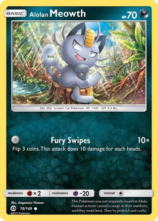 Alolan Meowth 078  SM Base Set - Common