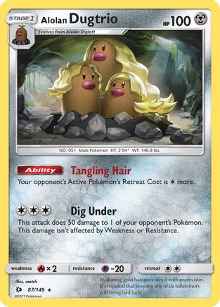 Alolan Dugtrio 087  - Reverse Holofoil SM Base Set - Holo Rare