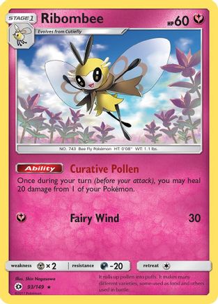 Ribombee 093  - Reverse Holofoil SM Base Set - Holo Rare