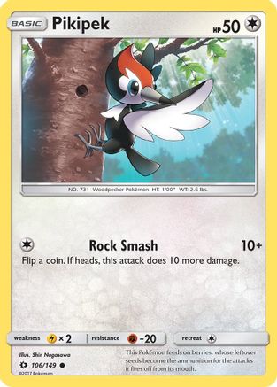 Pikipek 106  - Reverse Holofoil SM Base Set - Common