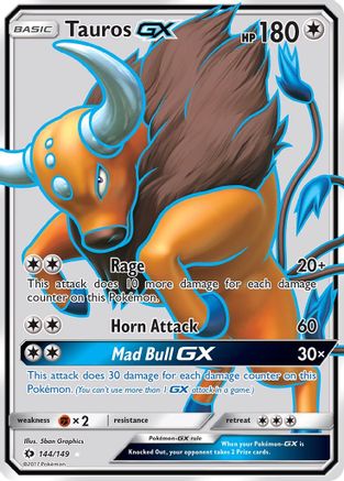 Tauros GX (Full Art) 144  - Holofoil SM Base Set - Ultra Rare