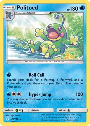 Politoed 025  - Reverse Holofoil SM  Guardians Rising - Holo Rare