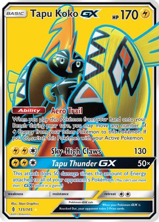 Tapu Koko GX (Full Art)/145  - Holofoil SM  Guardians Rising - Ultra Rare