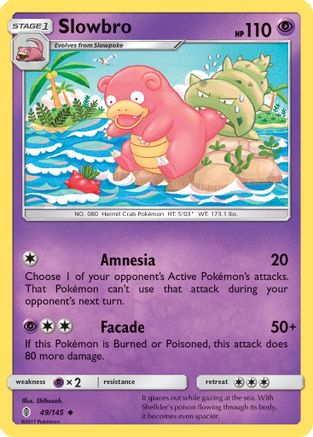 Slowbro 049  - Reverse Holofoil SM  Guardians Rising - Uncommon