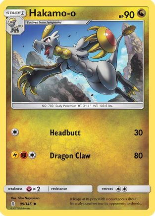 Hakamo-o 099  - Reverse Holofoil SM  Guardians Rising - Uncommon
