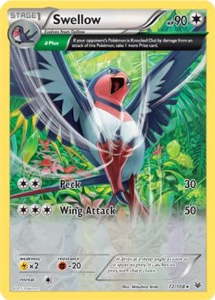 Swellow - 72/108 (XY Roaring Skies)/108  Deck Exclusives - Rare