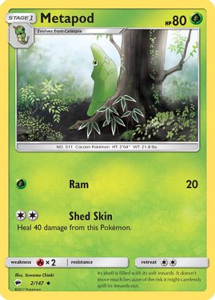 Metapod 002  SM  Burning Shadows - Uncommon