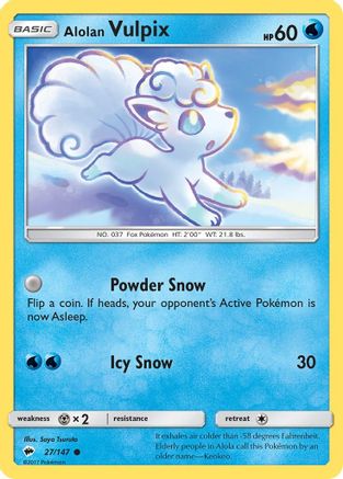 Alolan Vulpix 027  - Reverse Holofoil SM  Burning Shadows - Common