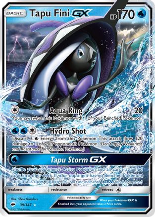 Tapu Fini GX 039  - Holofoil SM  Burning Shadows - Ultra Rare