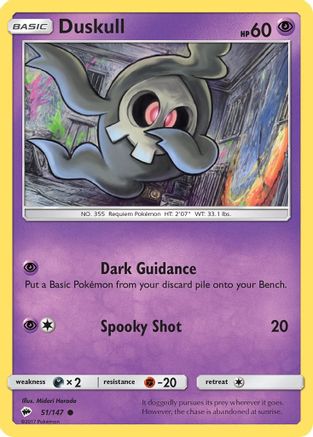 Duskull 051  - Reverse Holofoil SM  Burning Shadows - Common