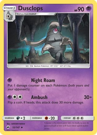 Dusclops 052  SM  Burning Shadows - Uncommon