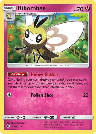 Ribombee 096  - Reverse Holofoil SM  Burning Shadows - Uncommon