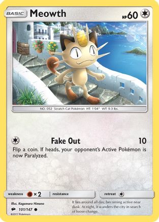 Meowth 101  SM  Burning Shadows - Common