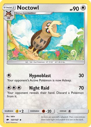 Noctowl 107  - Reverse Holofoil SM  Burning Shadows - Uncommon