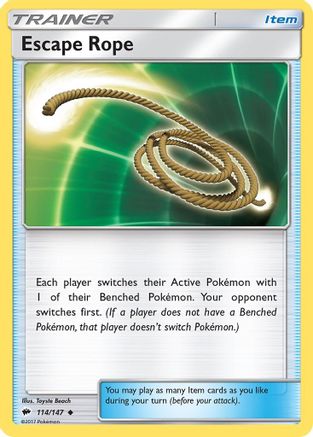 Escape Rope 114  - Reverse Holofoil SM  Burning Shadows - Uncommon