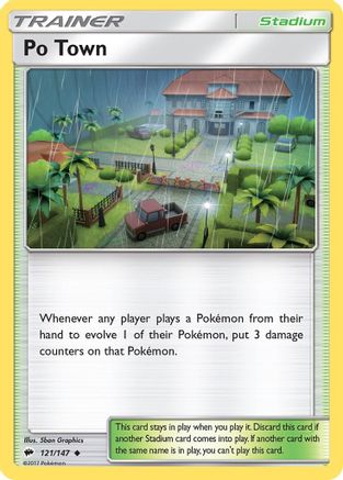 Po Town 121  - Reverse Holofoil SM  Burning Shadows - Uncommon