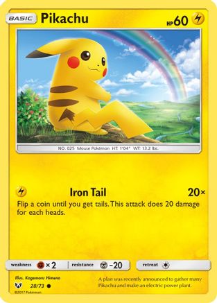 Pikachu 028  - Reverse Holofoil Shining Legends - Common