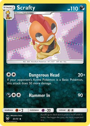 Scrafty 051  - Reverse Holofoil Shining Legends - Uncommon