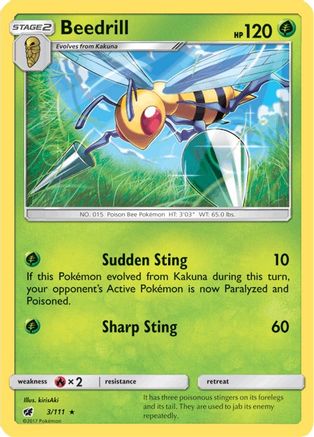 Beedrill/111  - Reverse Holofoil SM  Crimson Invasion - Rare
