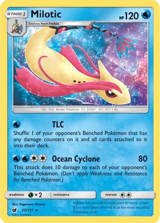 Milotic 027  - Reverse Holofoil SM  Crimson Invasion - Holo Rare