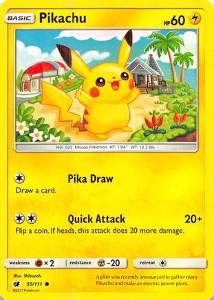 Pikachu 030  - Reverse Holofoil SM  Crimson Invasion - Common