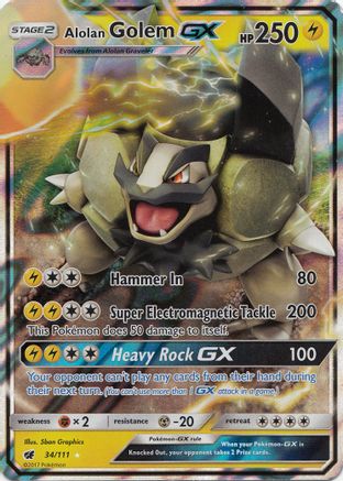 Alolan Golem GX 034  - Holofoil SM  Crimson Invasion - Ultra Rare
