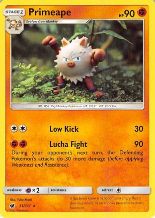 Primeape 051  - Reverse Holofoil SM  Crimson Invasion - Rare