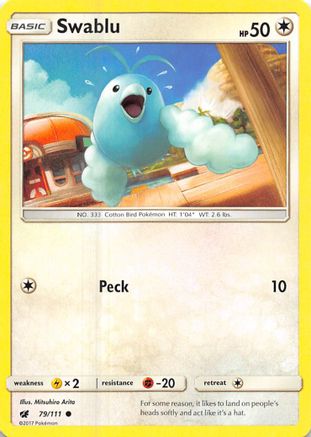 Swablu 079  - Reverse Holofoil SM  Crimson Invasion - Common