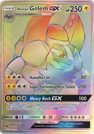 Alolan Golem GX (Secret)  - Holofoil SM  Crimson Invasion - Secret Rare