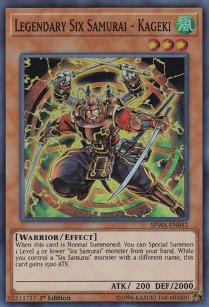 Legendary Six Samurai - Kageki (SPWA-EN043) - Spirit Warriors 1st Edition