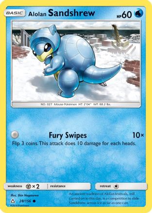 Alolan Sandshrew 028  - Reverse Holofoil SM  Ultra Prism - Common