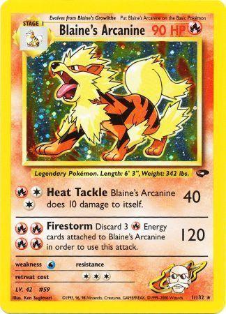 Blaine's Arcanine 001  - Unlimited Holofoil Gym Challenge - Holo Rare